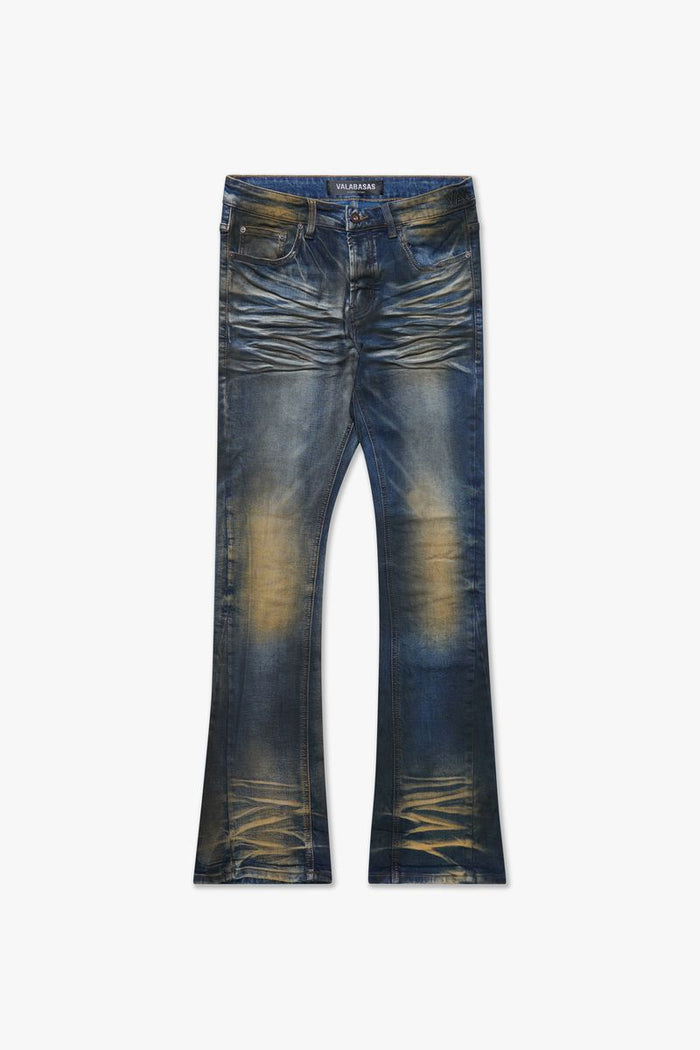 Valabasas "Fax" Vintage Blue Washed/Dark Blue Stacked Denim Jeans