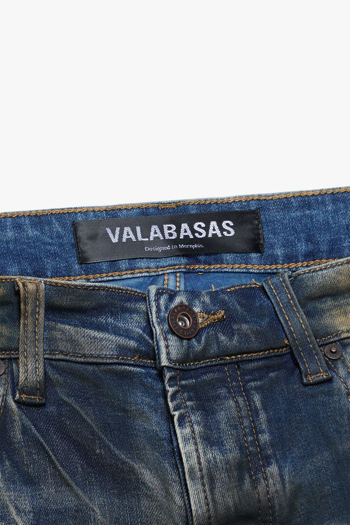 Valabasas "Fax" Vintage Blue Washed/Dark Blue Stacked Denim Jeans