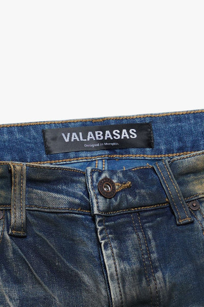 Valabasas "Fax" Vintage Blue Washed/Dark Blue Stacked Denim Jeans