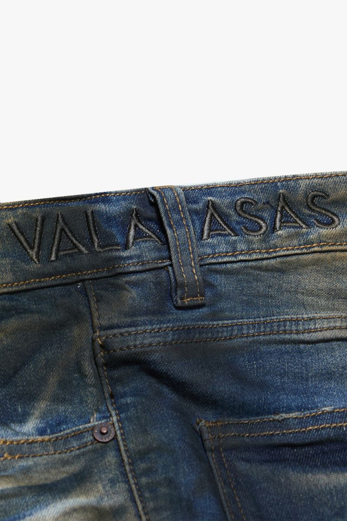 Valabasas "Fax" Vintage Blue Washed/Dark Blue Stacked Denim Jeans