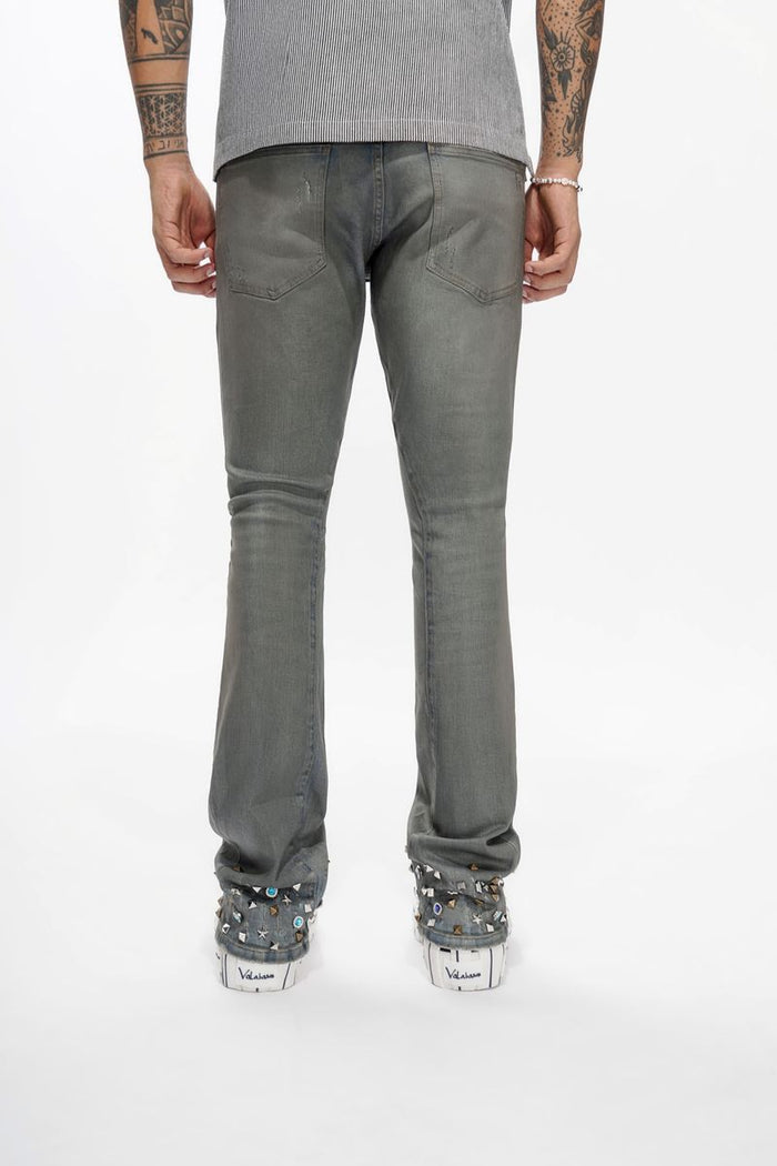 Valabasas "Ion - 33" Inseam" Dark Dirty Blue Waxed Stacked Denim Jeans