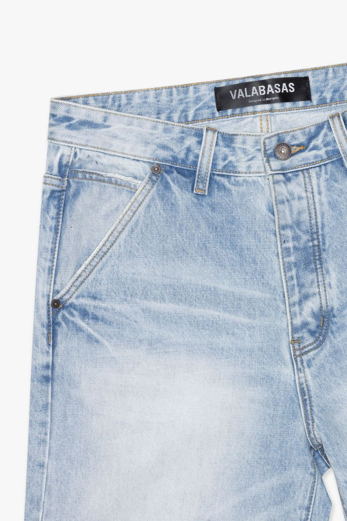 Light blue wash denim shorts from Valabasas called Mr Shorts featuring a classic fit and casual style