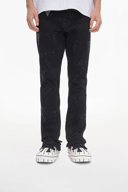 Valabasas "Show" Jet Black Stacked Flare Denim Jeans