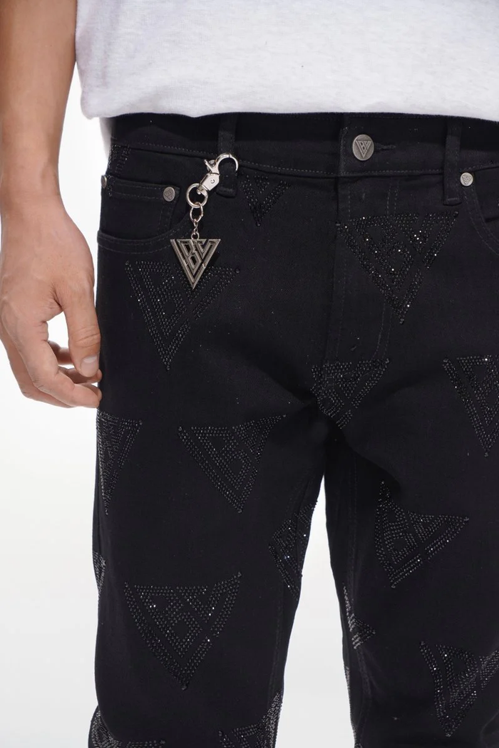 Valabasas "Show" Jet Black Stacked Flare Denim Jeans