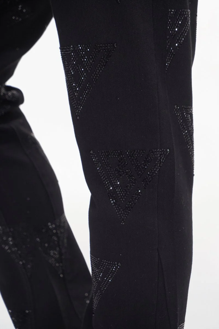Valabasas "Show" Jet Black Stacked Flare Denim Jeans