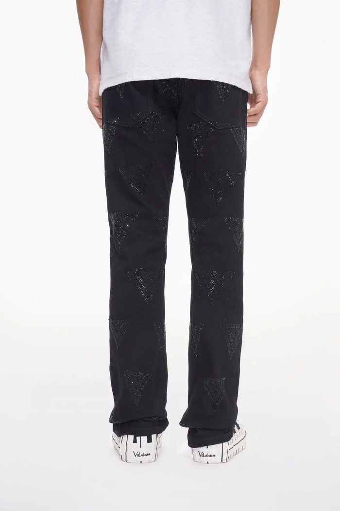 Valabasas "Show" Jet Black Stacked Flare Denim Jeans