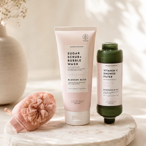 VOESH - Complete Body Care Set - Blossom Bliss (Filter + Sugar Scrub + Loofah)