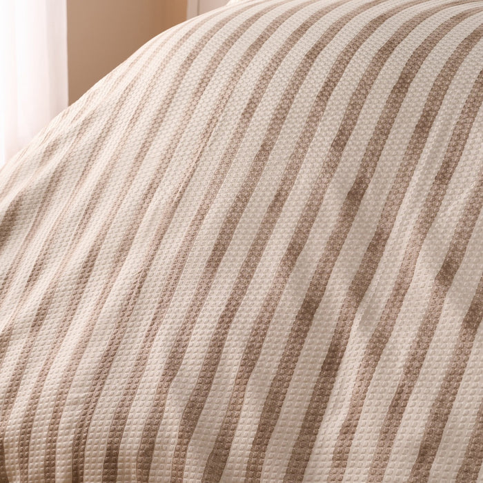 Waffle Watercolour Stripe Duvet Set - Stone 🇬🇧
