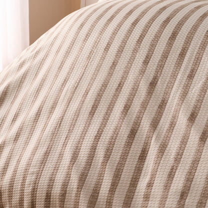 Waffle Watercolour Stripe Duvet Set - Stone 🇬🇧