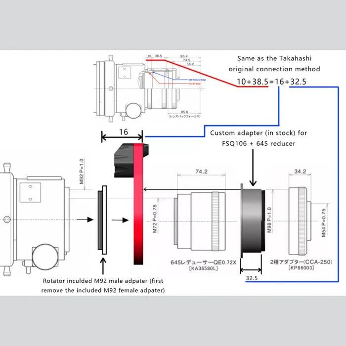 Wanderer Astro Takahashi FSQ106 645 0.72X Reducer Adapter  for WandererRotator Pro and Pro V2