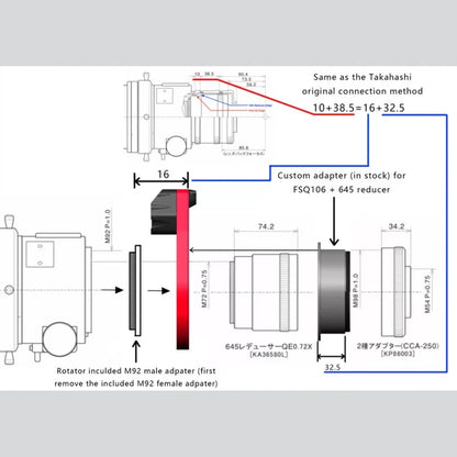Wanderer Astro Takahashi FSQ106 645 0.72X Reducer Adapter  for WandererRotator Pro and Pro V2