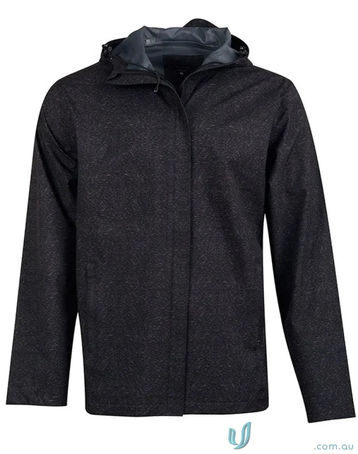 Black jk55 Absolute Waterproof Jacket with subtle pattern and hood for winning spirit absolute waterproof rating 5000mm