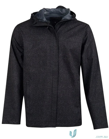 Black jk55 Absolute Waterproof Jacket with subtle pattern and hood for winning spirit absolute waterproof rating 5000mm