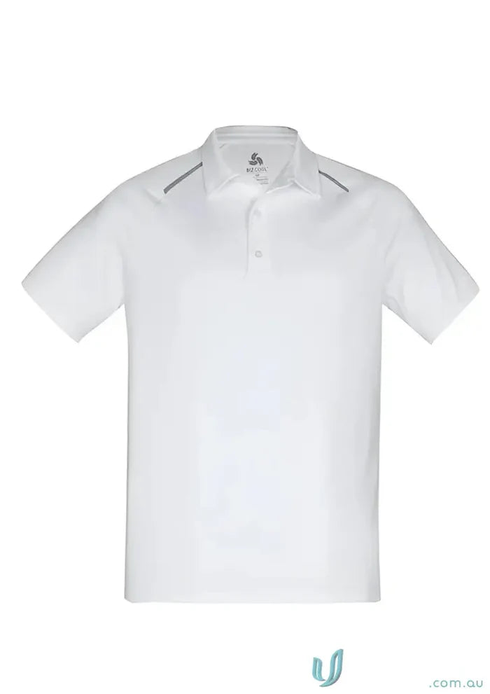 White short-sleeved polo from Academy Polo, perfect for cyber polo and biz cool™ style