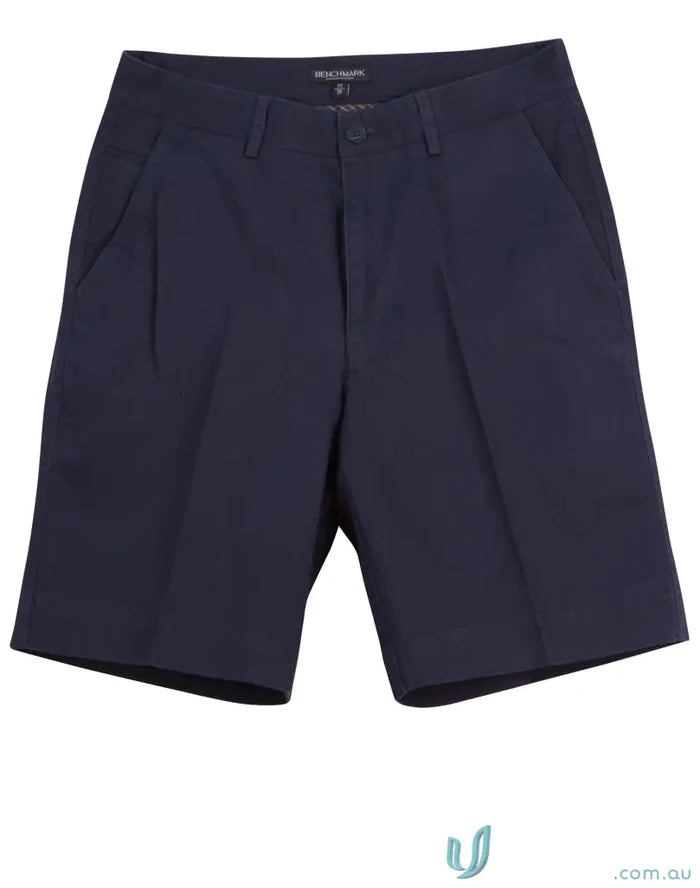 Mens navy blue spirit chino shorts with pleats for all-day comfort and style