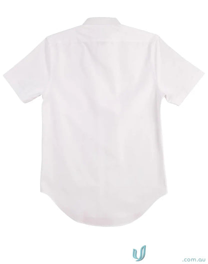 Back of white Winning Spirit CVC Oxford SS Shirt m7040s men’s short sleeve shirt