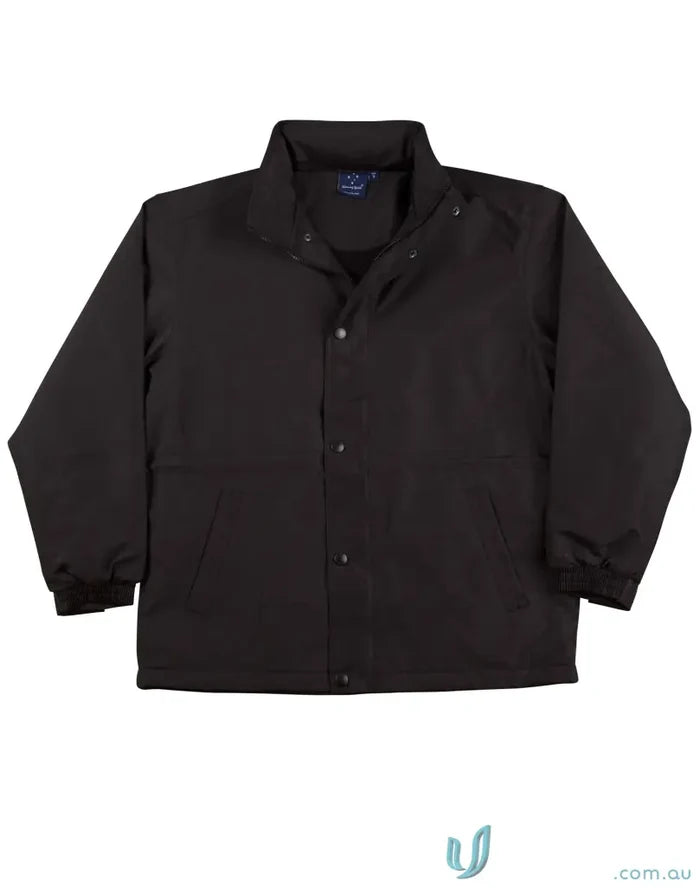 Kids stadium jacket from Winning Spirit Kids, black button-down jacket jk01k for kids