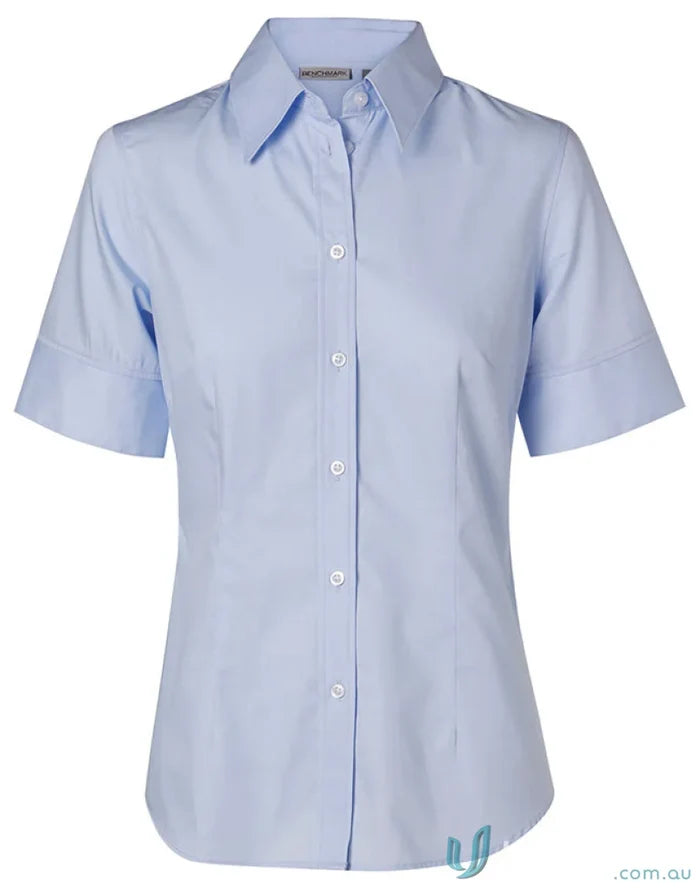 Light blue winning spirit ladies ladys fine twill S/S shirt M8030S for women
