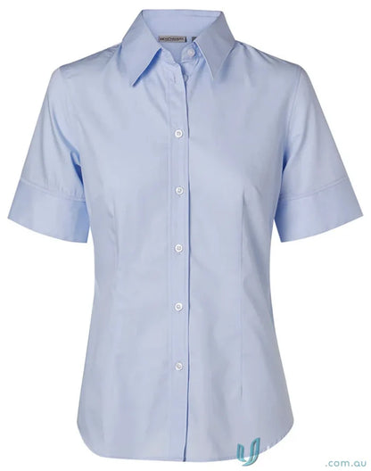 Light blue winning spirit ladies ladys fine twill S/S shirt M8030S for women