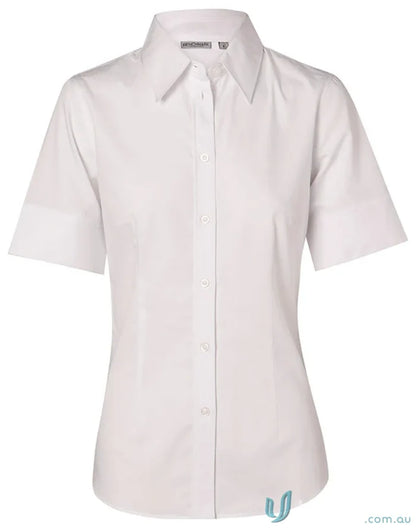 White short-sleeved Winning Spirit Ladies fine twill shirt m8030s for women