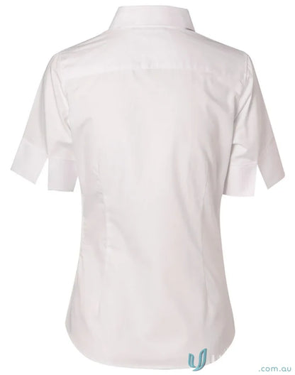 White short-sleeved ladys fine twill shirt from Winning Spirit Ladies M8030S