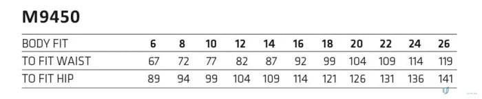 Clothing size chart for Winning Spirit Ladies London Treggings and ladies London treggings