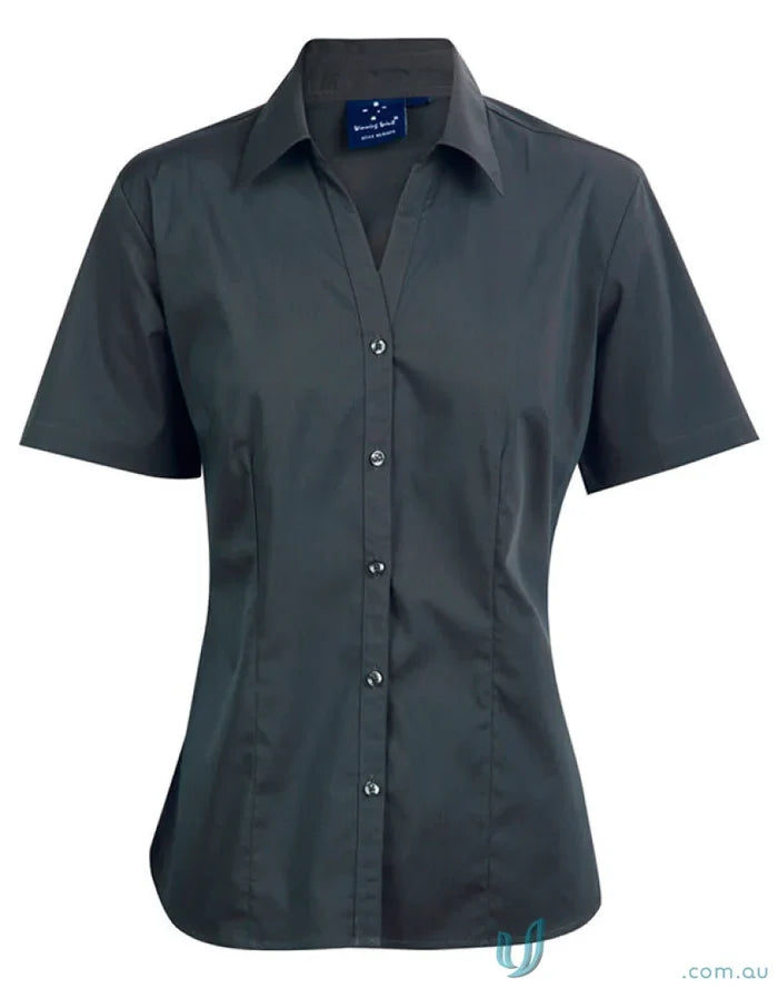 Dark gray Winning Spirit Womens Executive SS Shirt with bs07s ladies Teflon finish