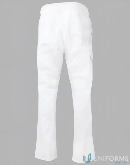 White cargo pants with elastic waist from Mens Functional Chef Pants for a winning spirit mens look