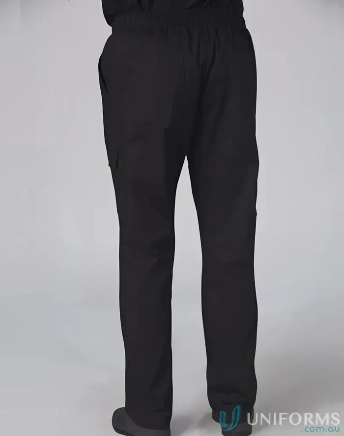 Black mens cargo chef pants with elastic waistband for winning spirit mens style