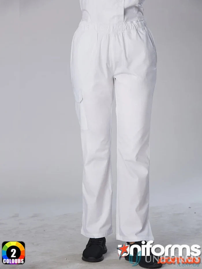 White medical scrub pants from Winning Spirit Ladies CP04 ladies functional chef pants