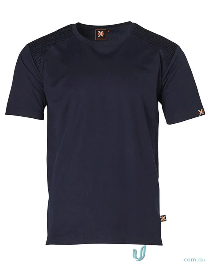 XStreet TrueDry Tee with unique shoulder panel stitching and flag labels on sleeve and hem