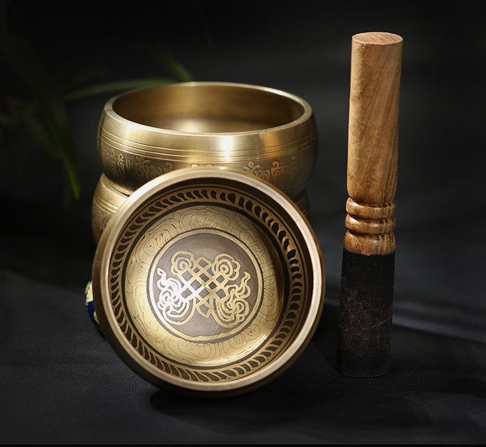 Yoga Meditation Singing Bowl Auspicious Knot Handmade Buddha Sound Bowl 🇨🇳